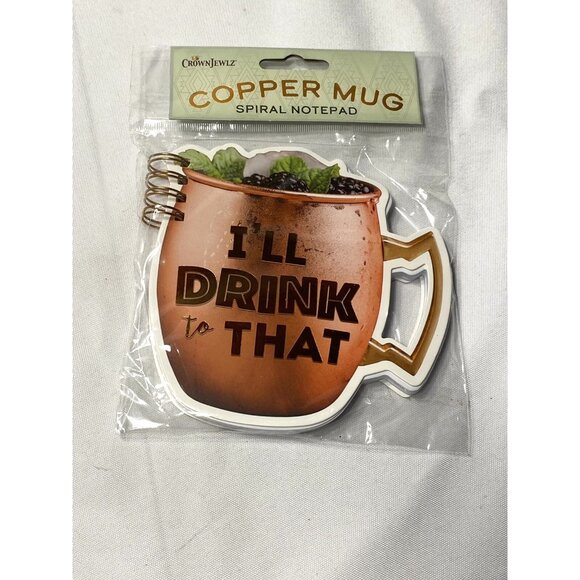 crown jewlz COPPER MUG SPIRAL NOTEPAD ill drink to that - Picture 1 of 3